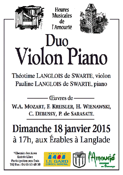 18 janvier 2015 - Duo Violon & Piano - Les Erables